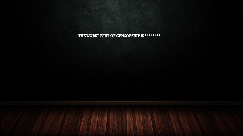 Censorship text on dark wall