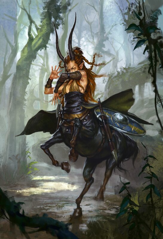 Centaur Warrior in Forest — Green