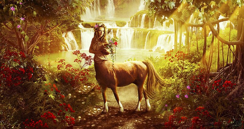 Centaur Woman in Forest — Green