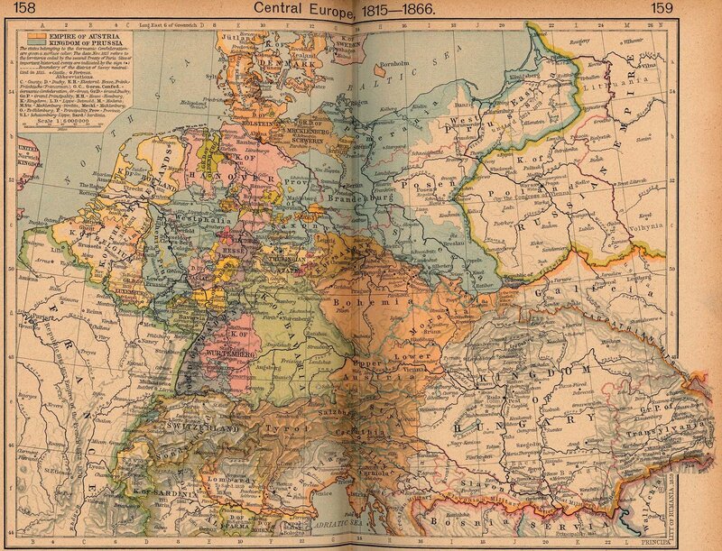 Central Europe map 1815-1866