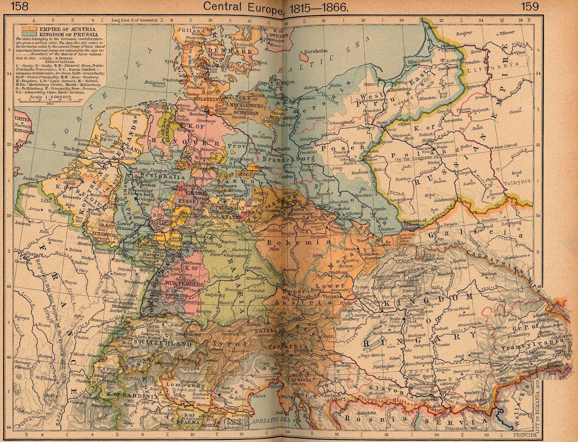 Central Europe map 1815-1866