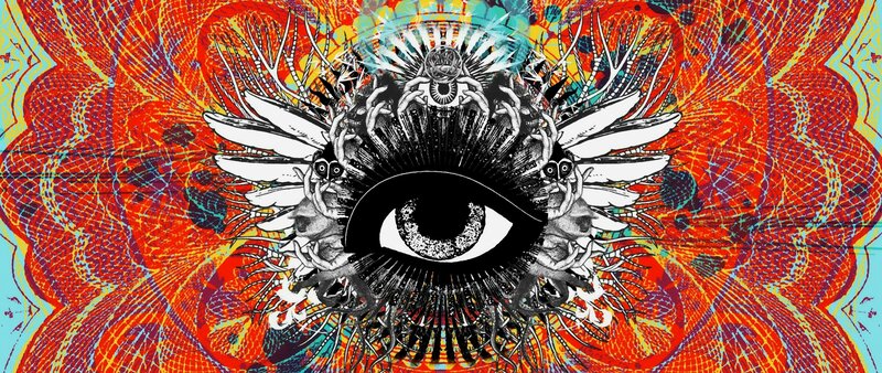 Central Eye with Wings — Red