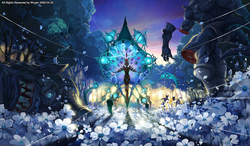 Central Figure with Glowing Wings