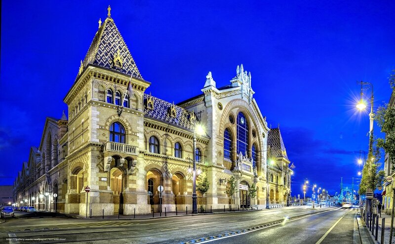 Central Market Hall at night