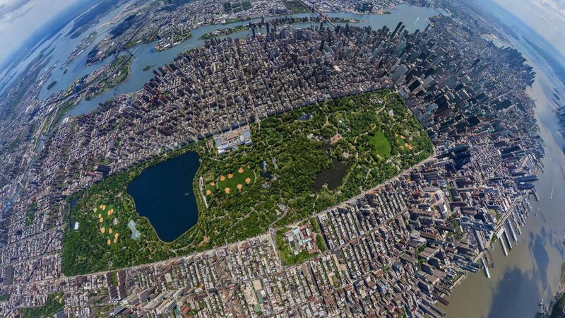 Central Park Aerial View — Green, Serene, Afternoon, Photograph, Cityscape