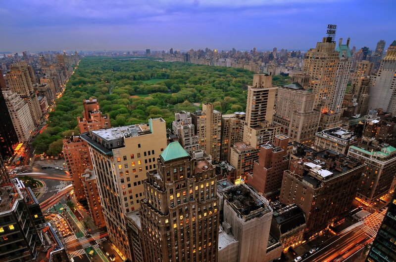 Central Park at dusk from above