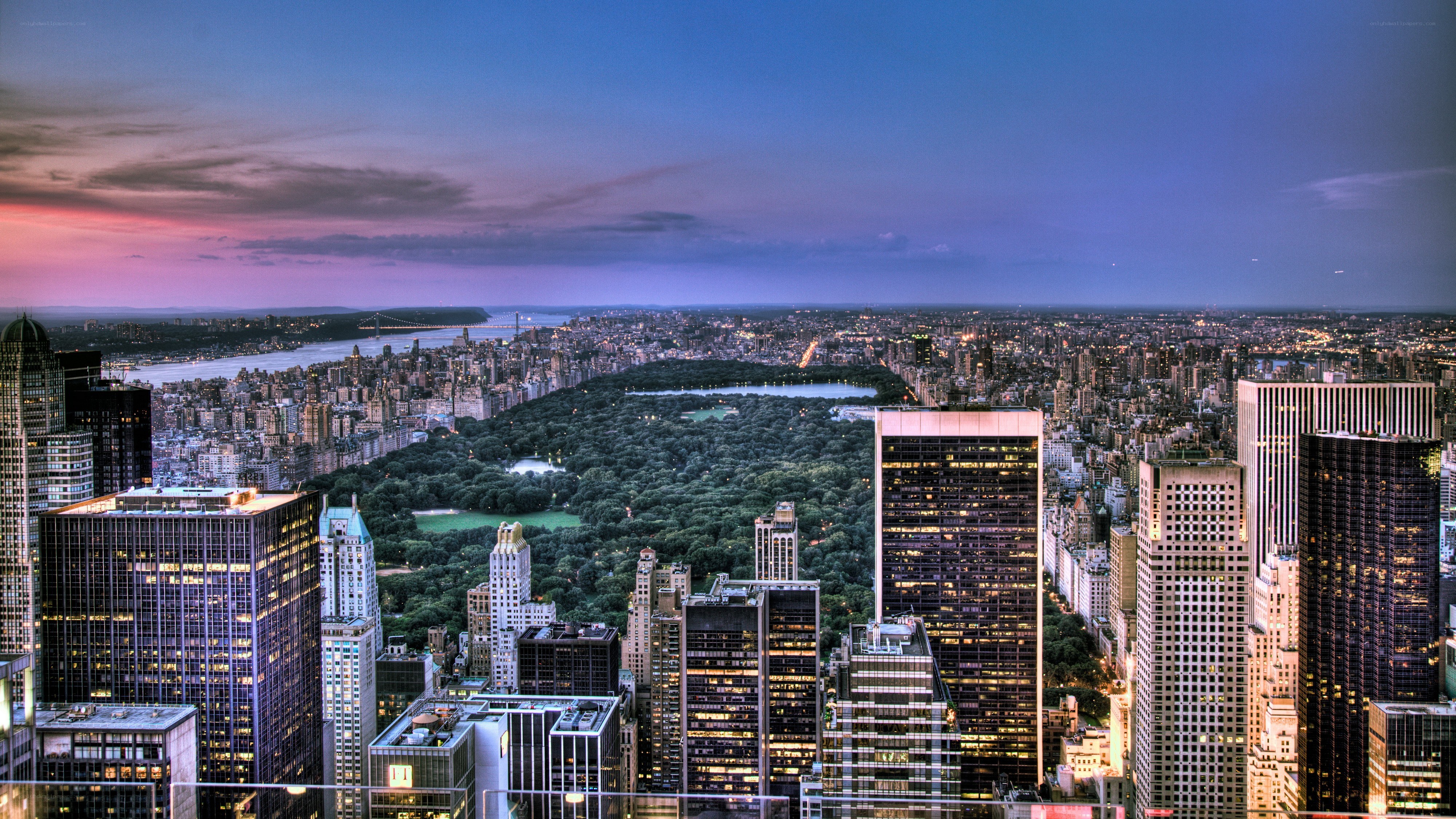 Central Park at dusk from skyscraper