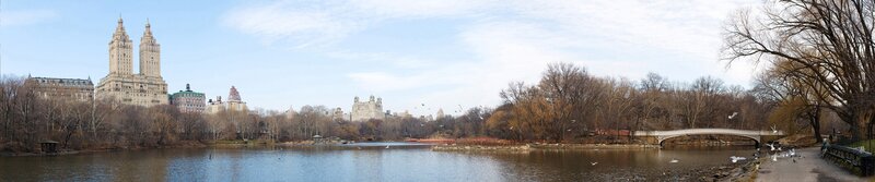 Central Park Lake and Buildings — Blue, Serene