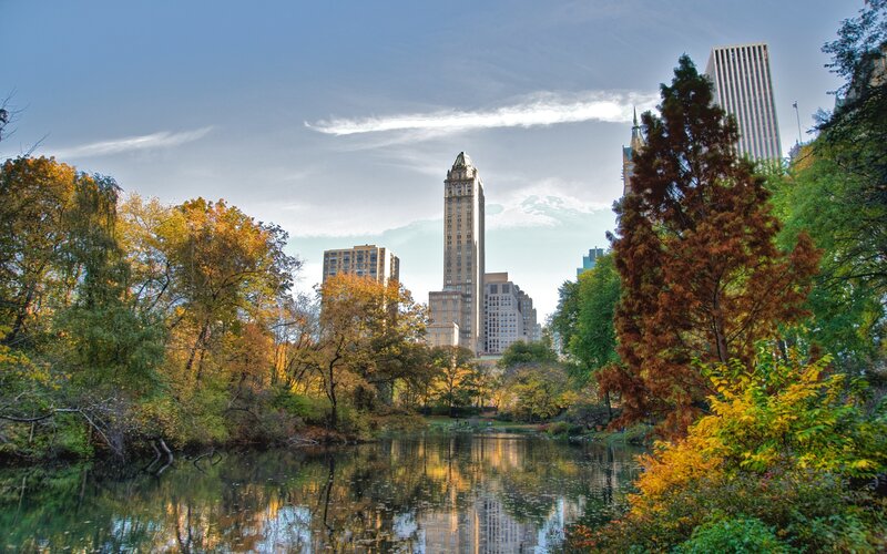 Central Park Lake and Buildings — Green