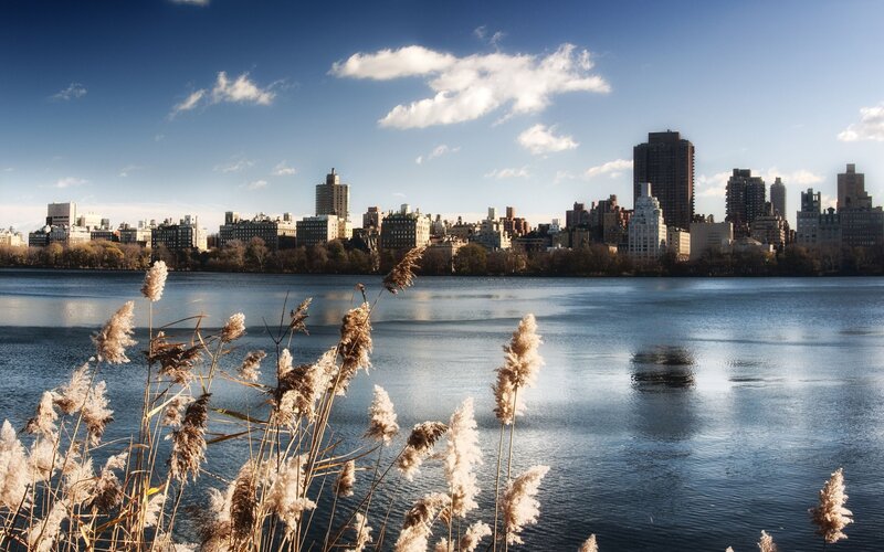 Central Park Lake with City Skyline