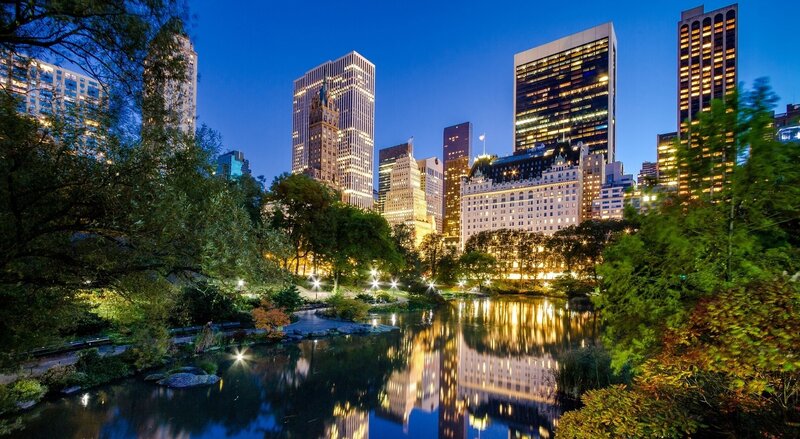 Central Park Pond at Night