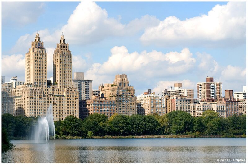 Central Park skyline with fountain
