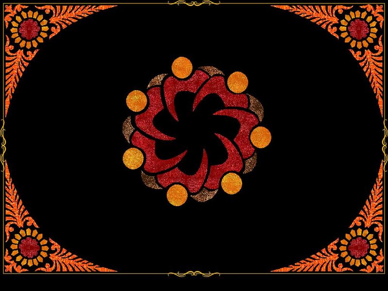 Central Red Floral Pattern
