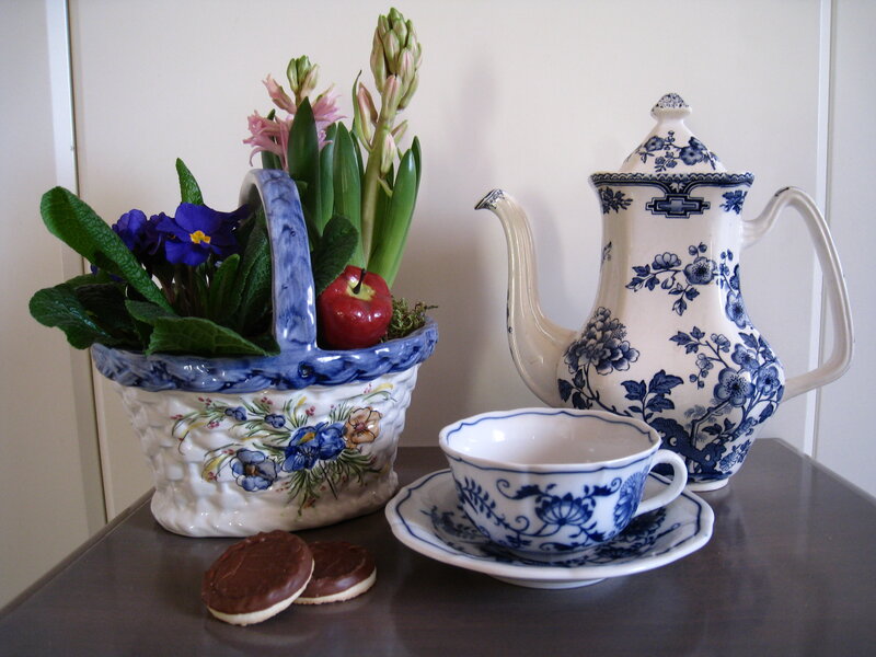 Ceramic Basket with Flowers