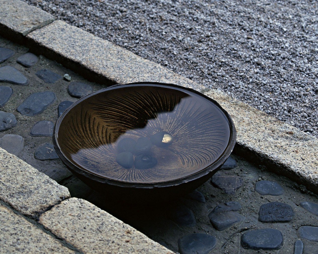 ceramic bowl in garden