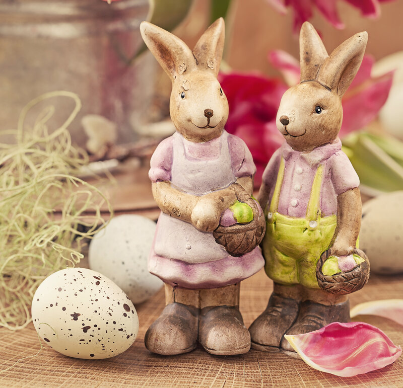 Ceramic Bunny Figurines — Brown