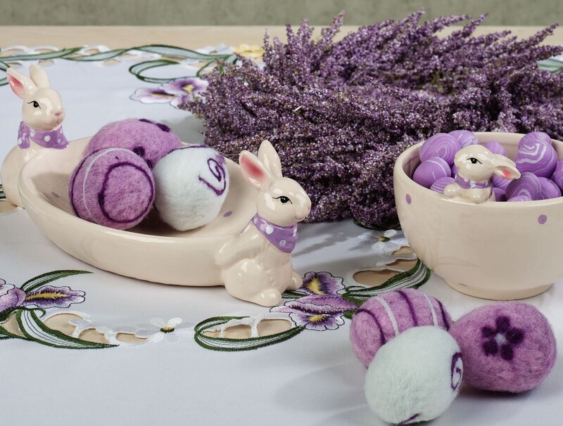 Ceramic Bunny Figurines — Purple, Festive