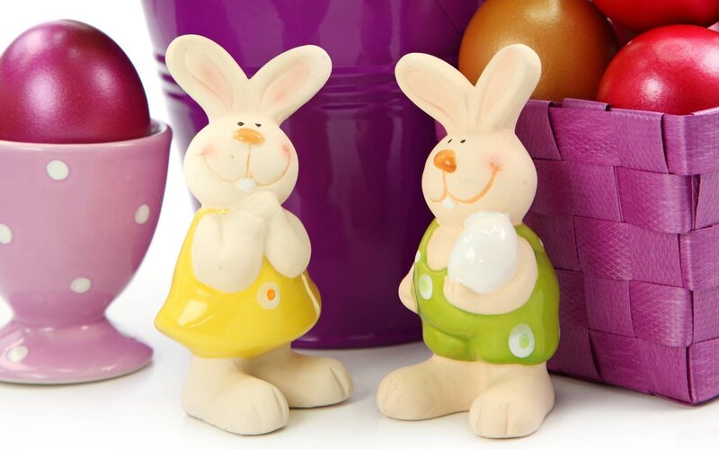 Ceramic Bunny Figurines — Purple