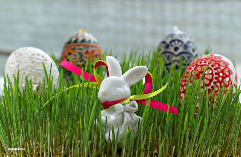 Ceramic Bunny with Eggs