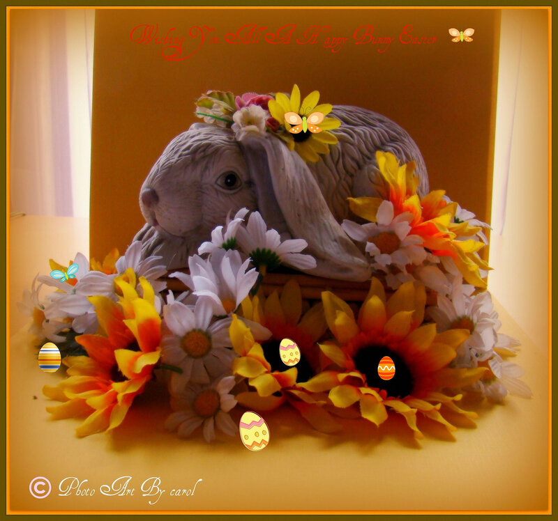 Ceramic Bunny with Flowers
