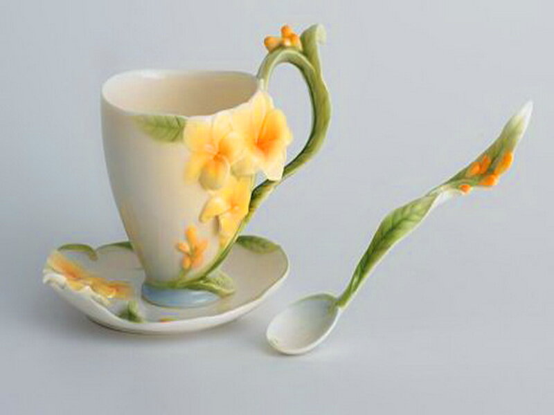 Ceramic Cup and Saucer — White