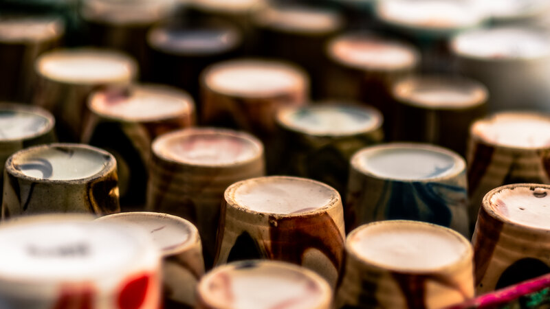 Ceramic Cups in Rows