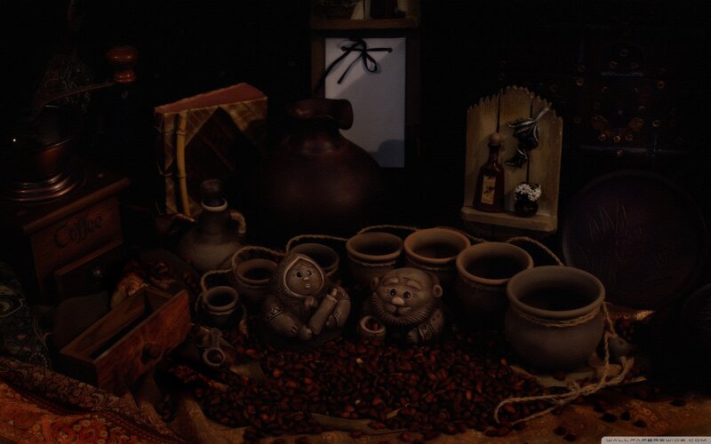 Ceramic Figurines and Coffee Beans