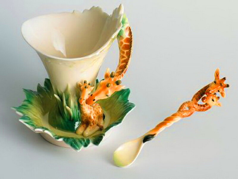 Ceramic Giraffe Cup and Spoon