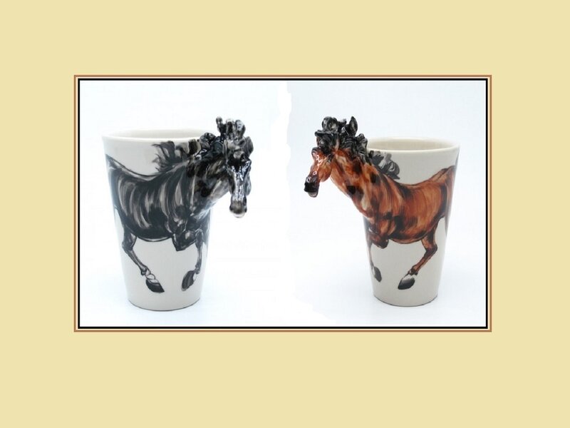 Ceramic Mugs with Horses