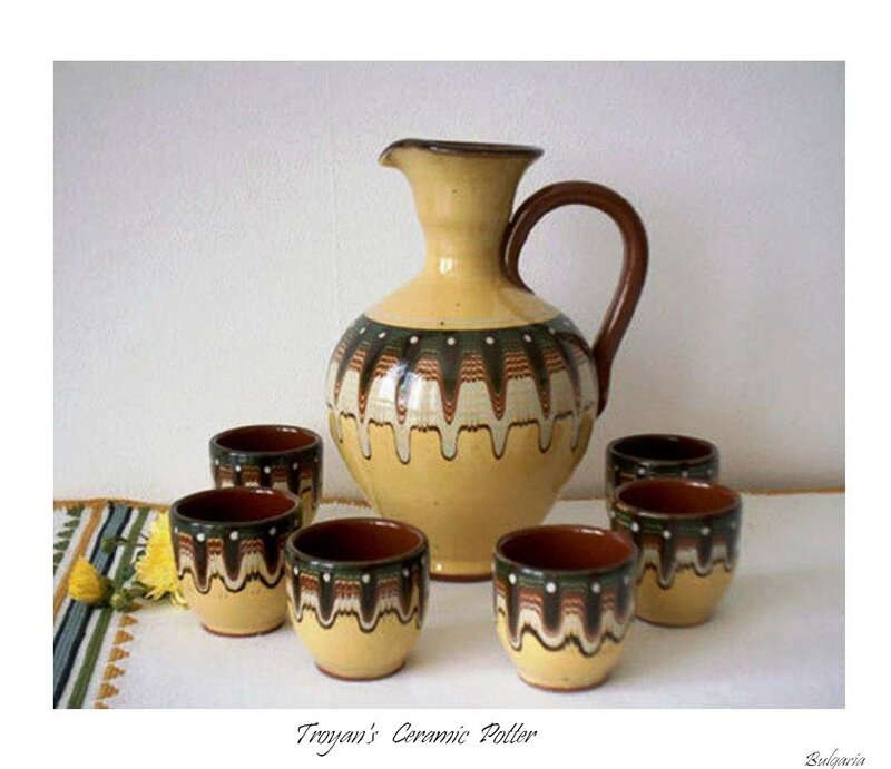 Ceramic Pitcher and Cups