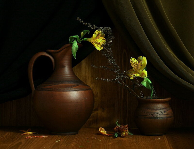 Ceramic Pitcher with Flowers