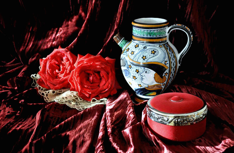 Ceramic Pitcher with Roses