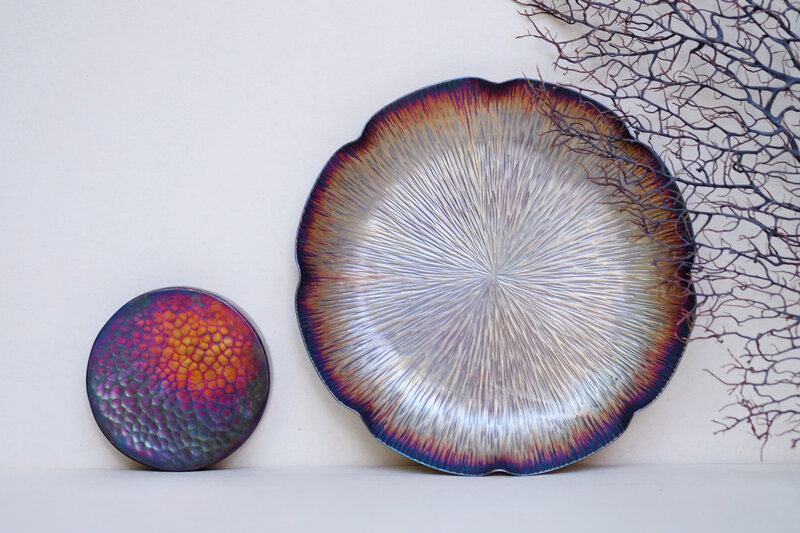 Ceramic Plates with Iridescent Glaze