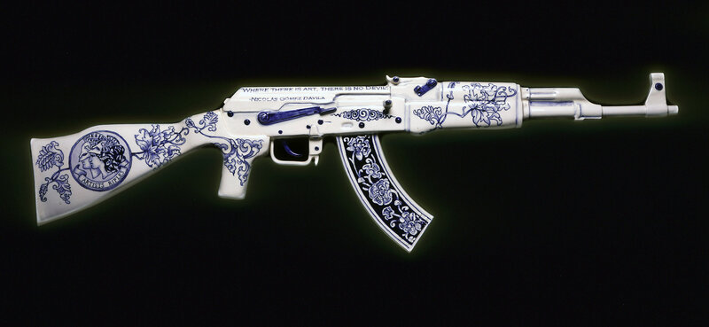 ceramic rifle with blue patterns