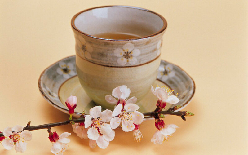 Ceramic Tea Cup with Blossoms