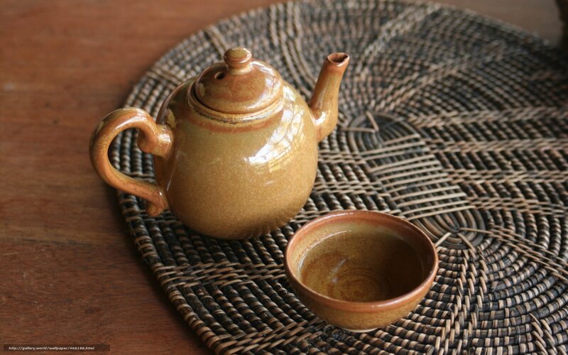Ceramic Teapot and Cup — Brown, Serene