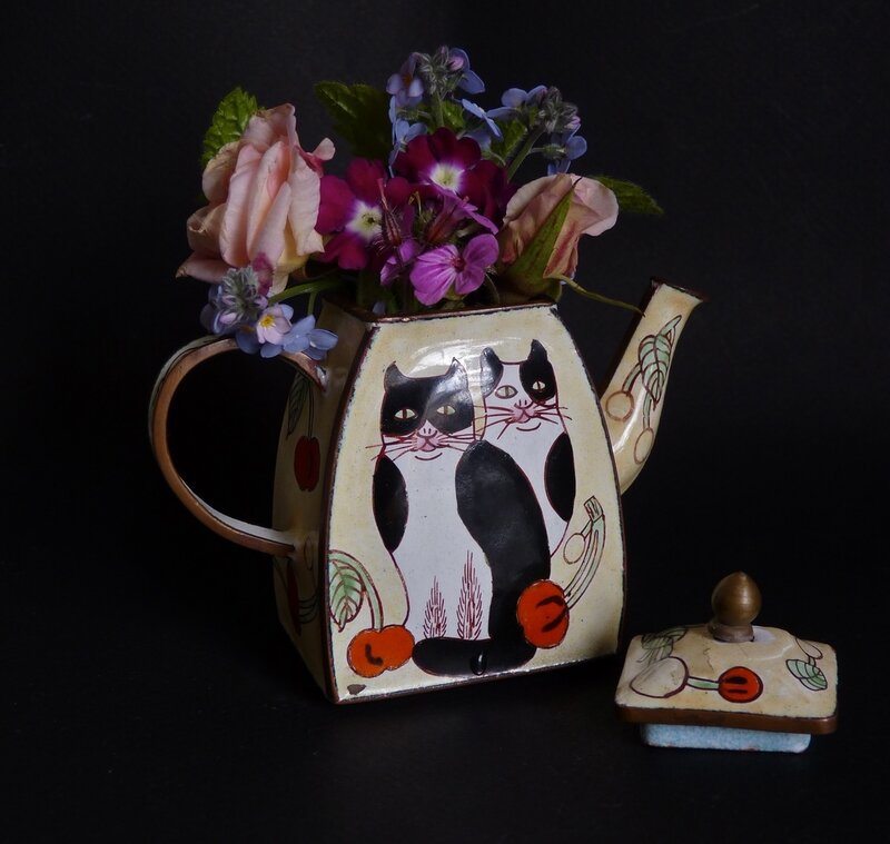 Ceramic Teapot with Cats