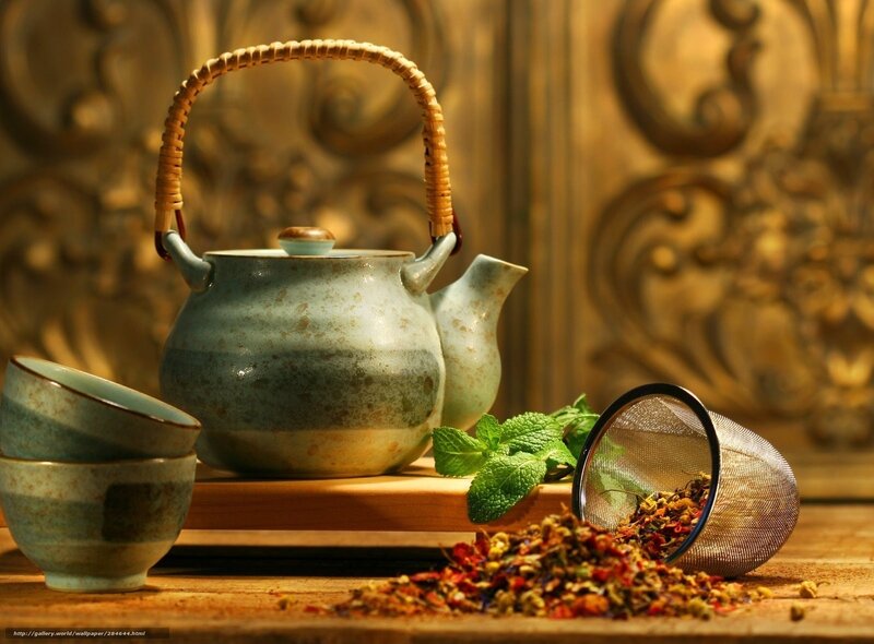 Ceramic Teapot with Herbs