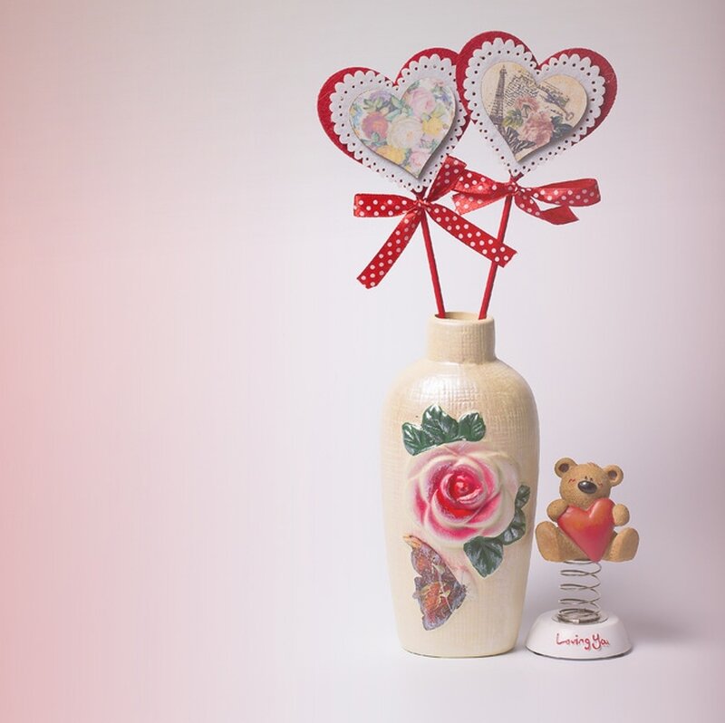 Ceramic Vase with Hearts