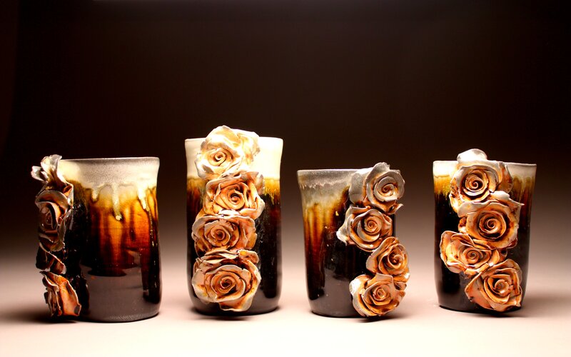 Ceramic Vases with Roses