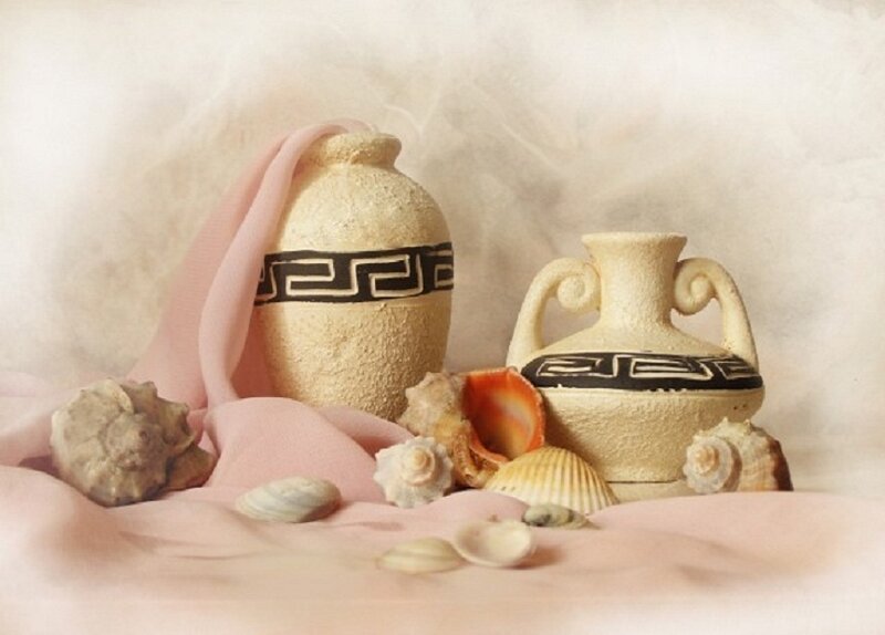 Ceramic Vases with Seashells
