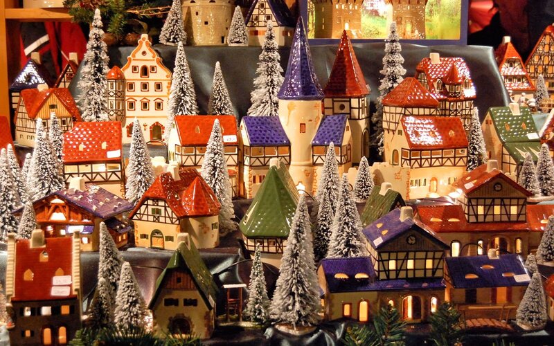Ceramic Village Display — Brown