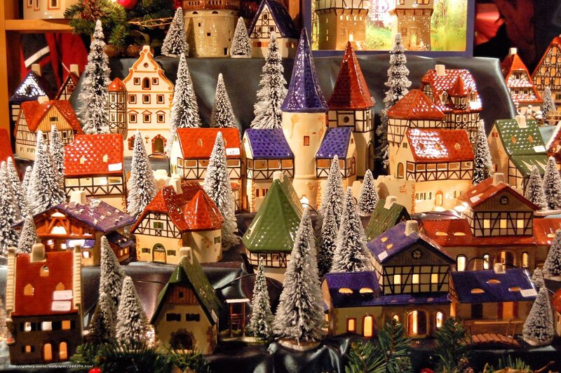 Ceramic Village Display — Red