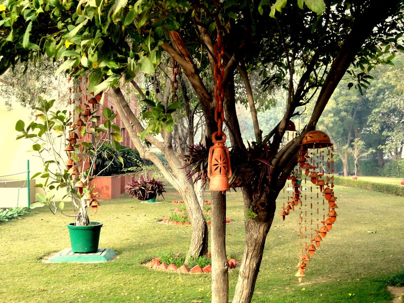 Ceramic Wind Chimes on Tree