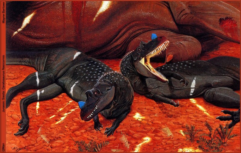 Ceratosaurus dinosaurs in Jurassic Siesta