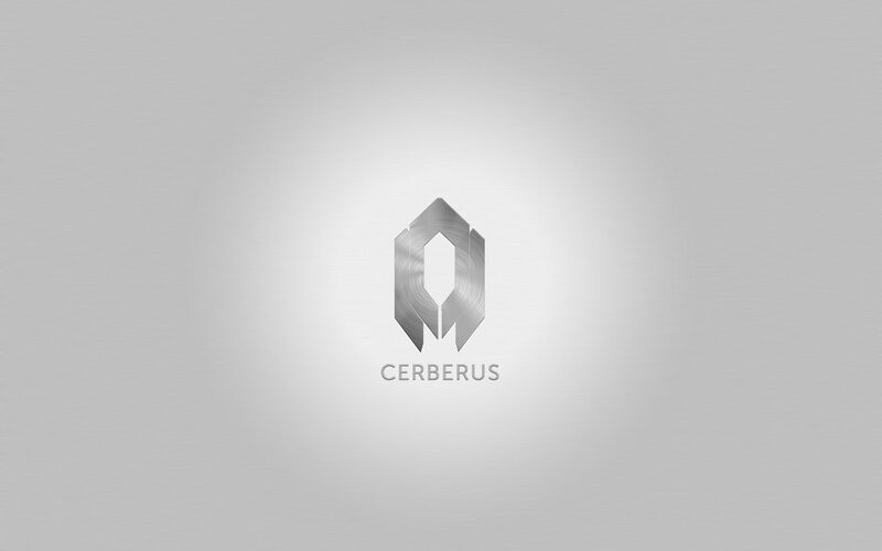 Cerberus logo on metallic background