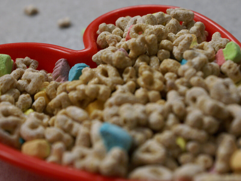 cereal in a heart-shaped bowl