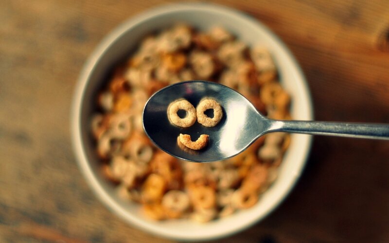 Cereal Pieces on Spoon