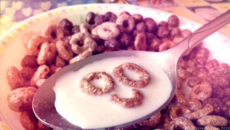 cereal with milk in a bowl