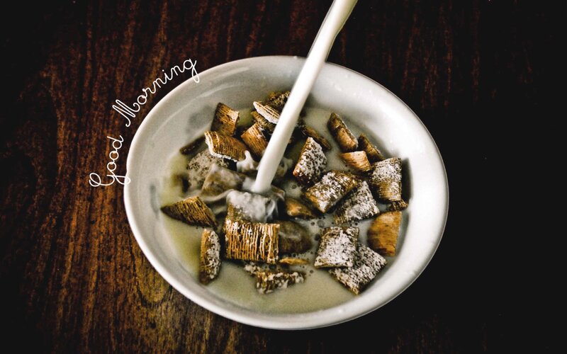 Cereal with milk in a bowl